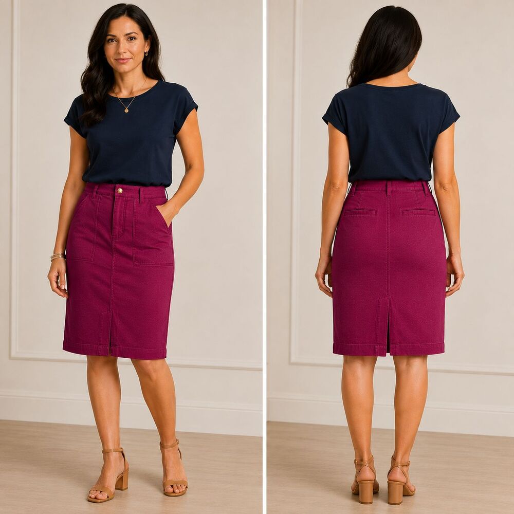 Lauren Ralph Lauren Size 12 NWT Plum Color Pencil Skirt Back Vent